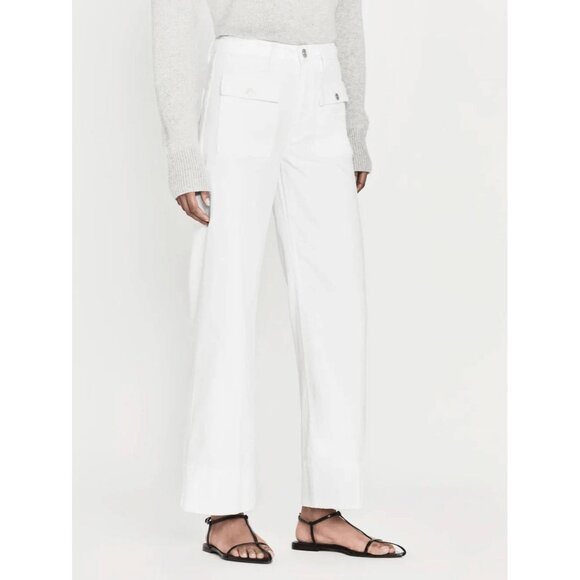 FRAME 70's Patch Pocket Crop Straight White in White Size 25 - Picture 2 of 11
